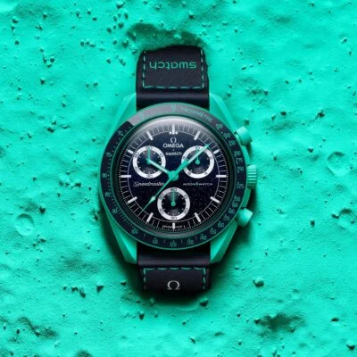 Swatch X Omega Bioceramic Moonswatch Mission To The Moon Earth Blue With Kit